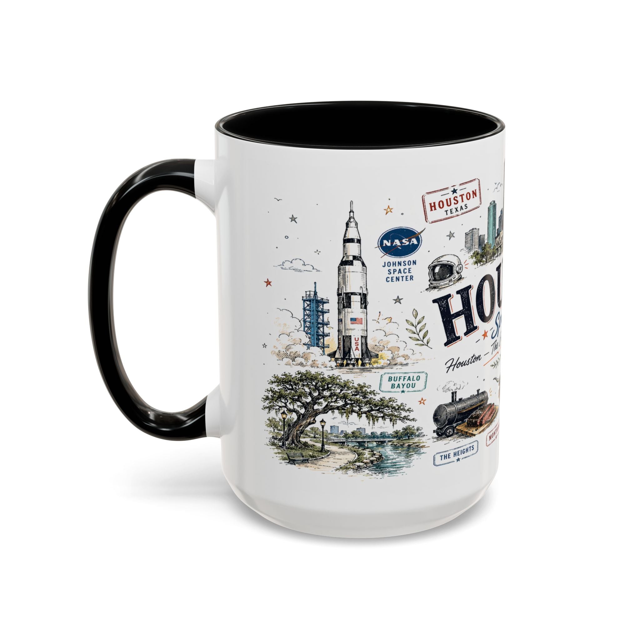 Houston Coffee Mug | Texas Souvenir City Gift | Accent Color Ceramic 11oz 15oz