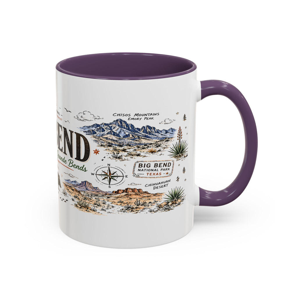 Big Bend National Park Coffee Mug | Texas Desert River Canyon Hiking Gift | Accent Color Ceramic 11oz 15oz