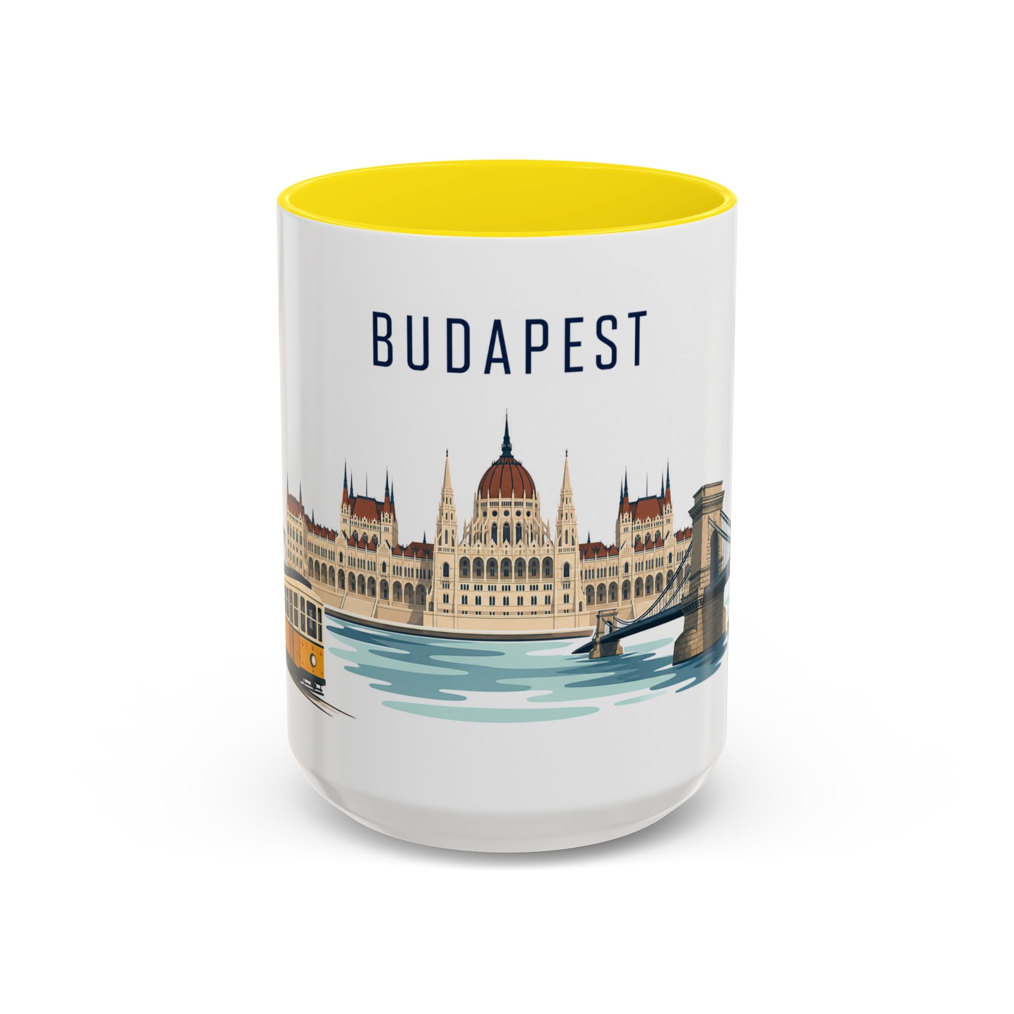Budapest Coffee Mug | Hungary Travel Souvenir | Porcelain Decal City Gift | 11oz 15oz Accent Mug