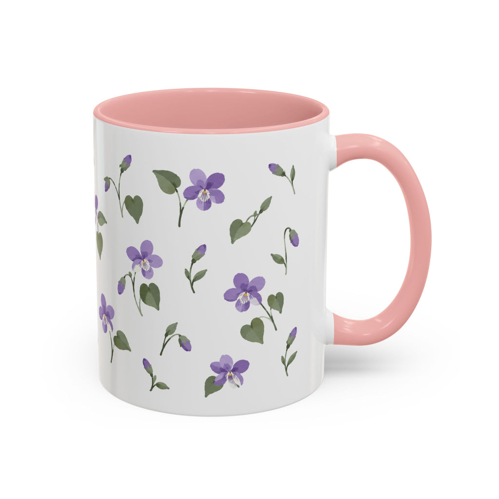 Rhode Island Violet Mug, State Flower Floral Coffee Cup, 11oz Botanical Gift