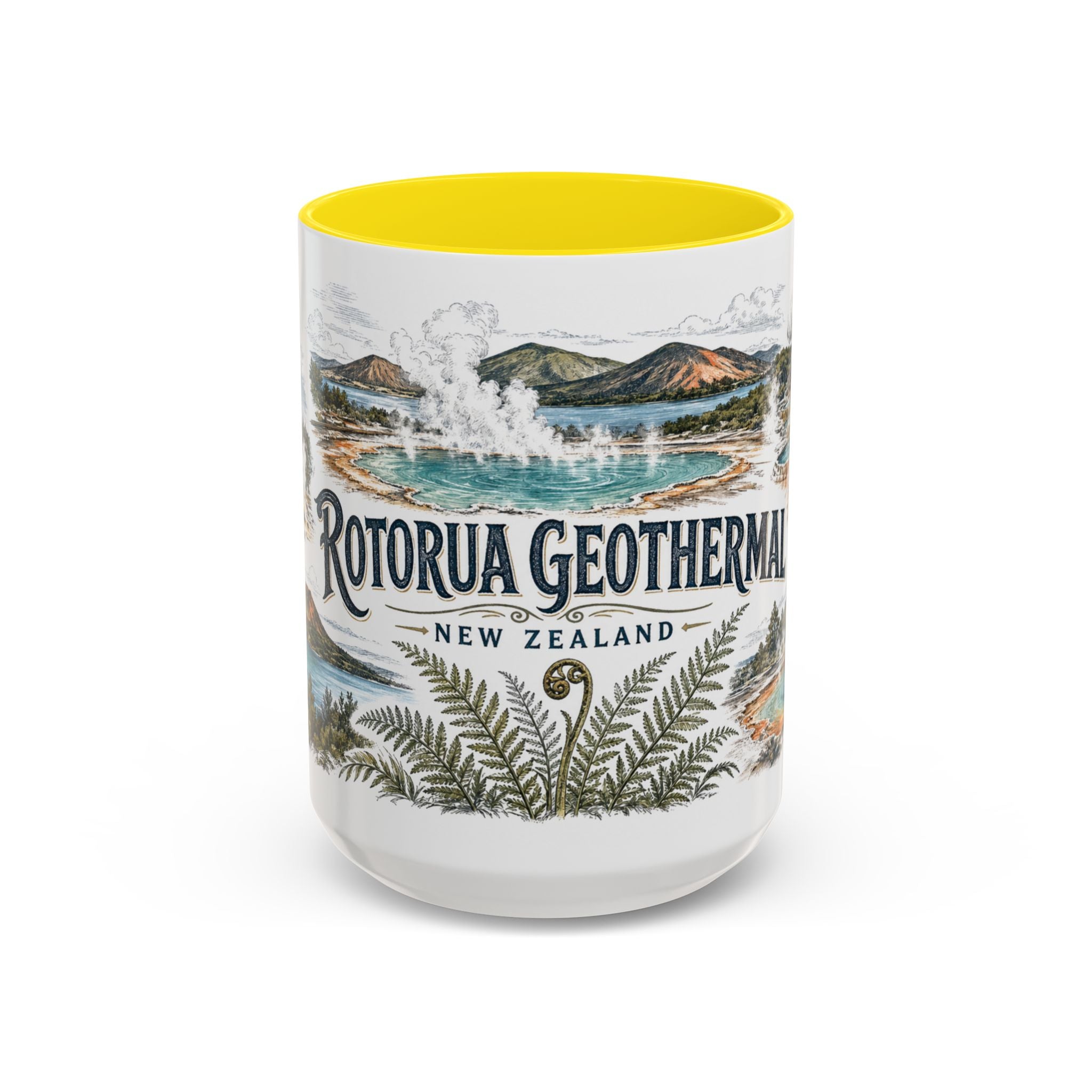 Rotorua Geothermal Mug, New Zealand Travel Souvenir, Bucket List Gift, Accent Ceramic Coffee Mug 11oz 15oz