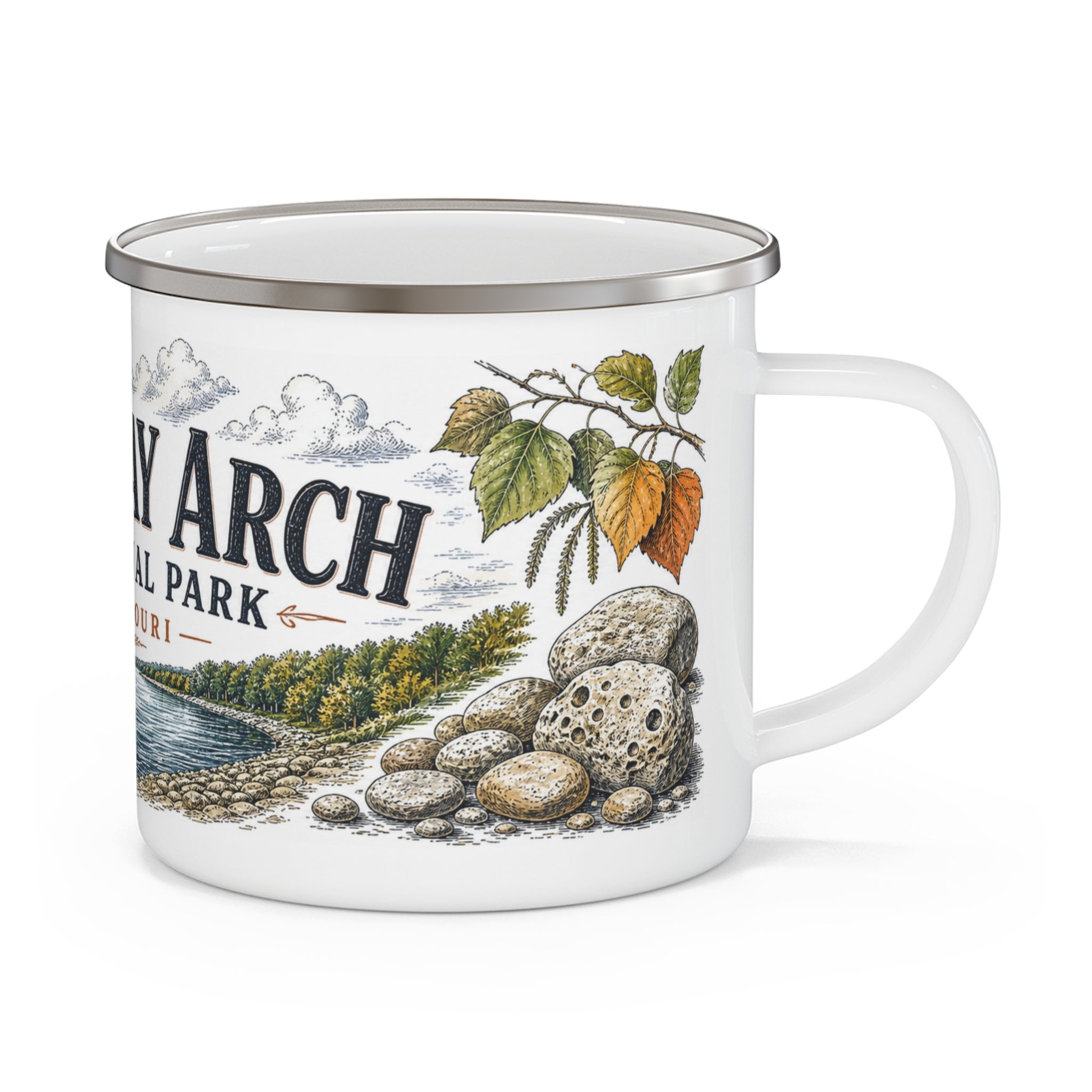 Gateway Arch National Park Vintage Enamel Camping Mug | 12oz National Park Hiking Gift