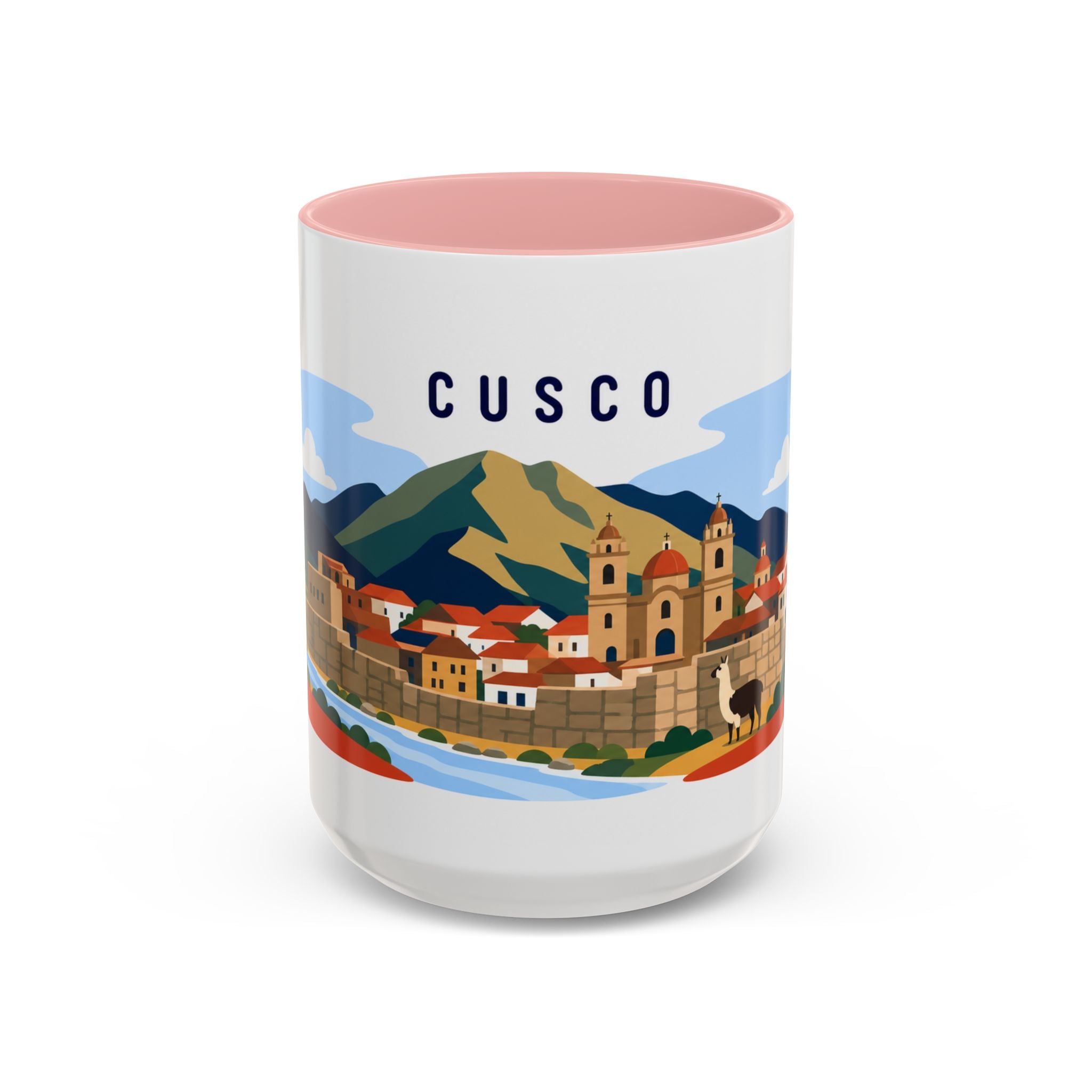 Cusco Coffee Mug | Travel Destination Souvenir Gift | Accent Color Ceramic 11oz 15oz