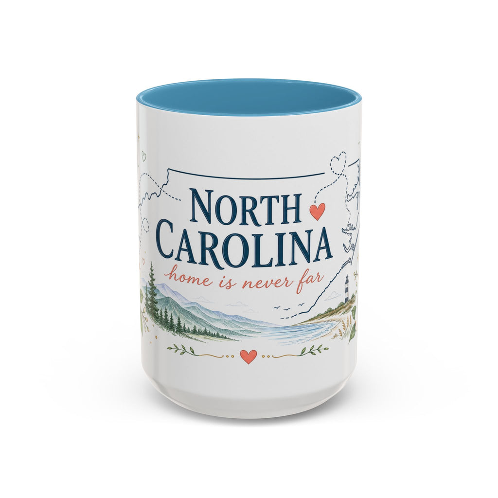 North Carolina State Map Mug | Moving Away, Homesick Gift | Botanical Accent Coffee Cup