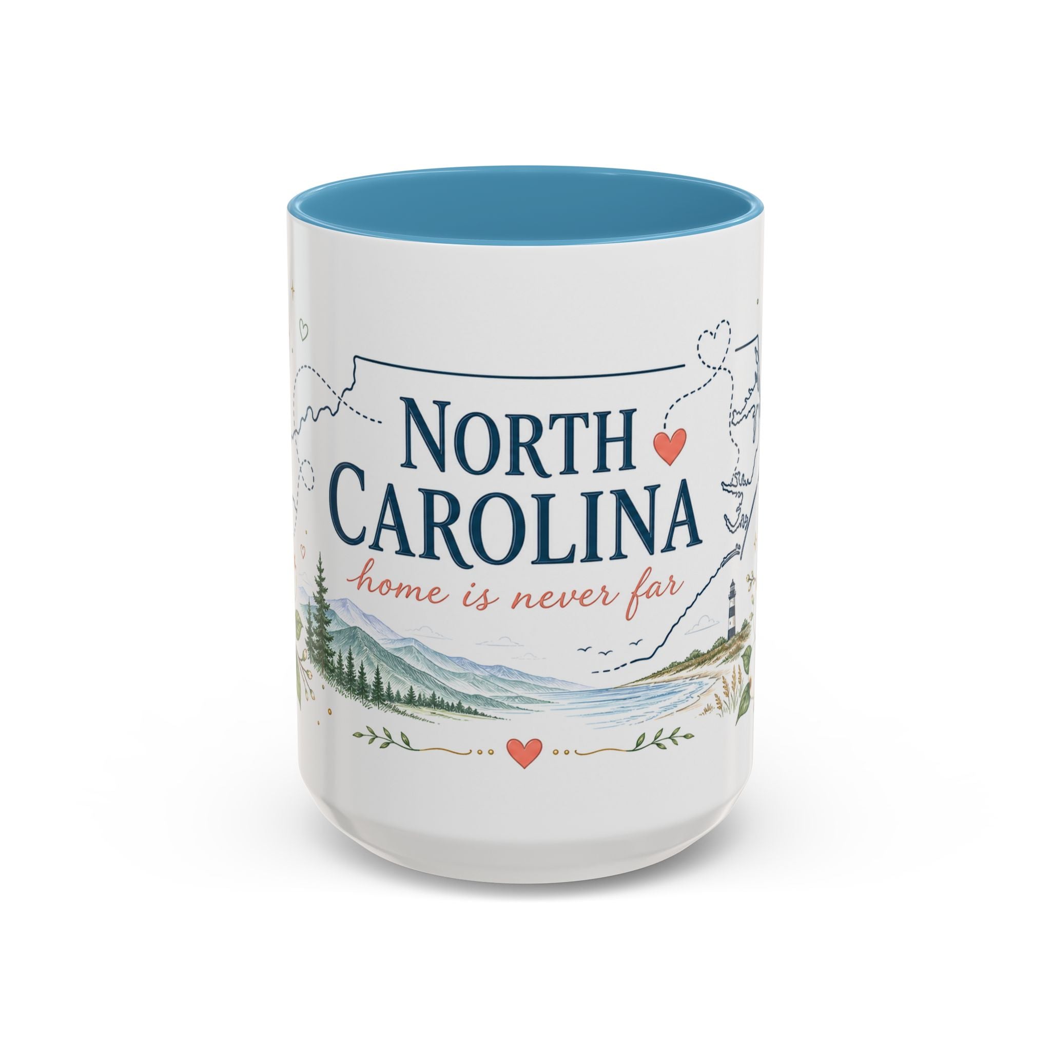 North Carolina State Map Mug | Moving Away, Homesick Gift | Botanical Accent Coffee Cup