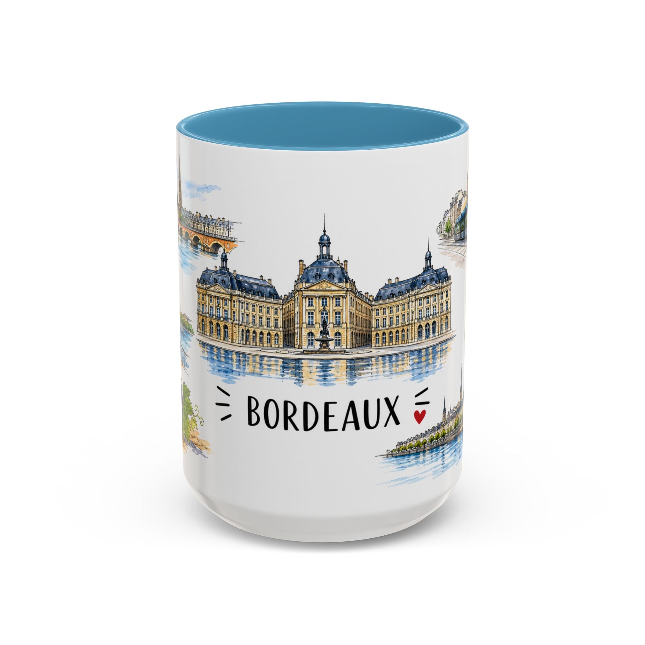 Bordeaux Illustrated Travel Mug | City Souvenir Accent Coffee Mug | 11oz 15oz Ceramic Cup