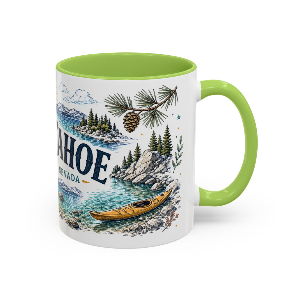 Lake Tahoe Mug, California Nevada Travel Souvenir, Bucket List Gift, Accent Ceramic Coffee Mug 11oz 15oz