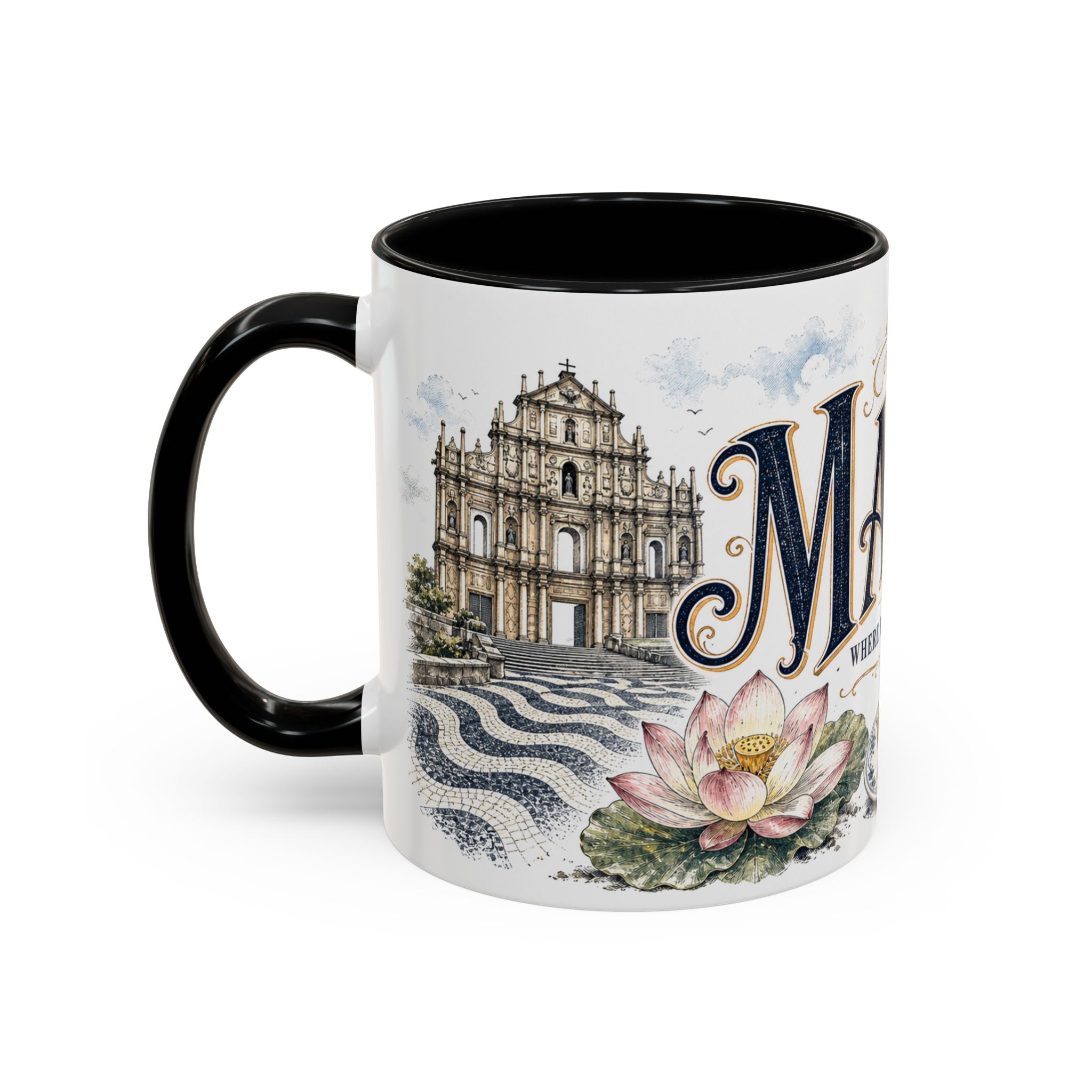 Macau Coffee Mug | Macau Travel Souvenir | Vintage Illustrated City Gift | 11 oz 15 oz Accent Mug