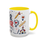 Super Teacher Coffee Mug | All Heroes Wear Capes Teacher Gift | Accent Color Ceramic 11oz 15oz