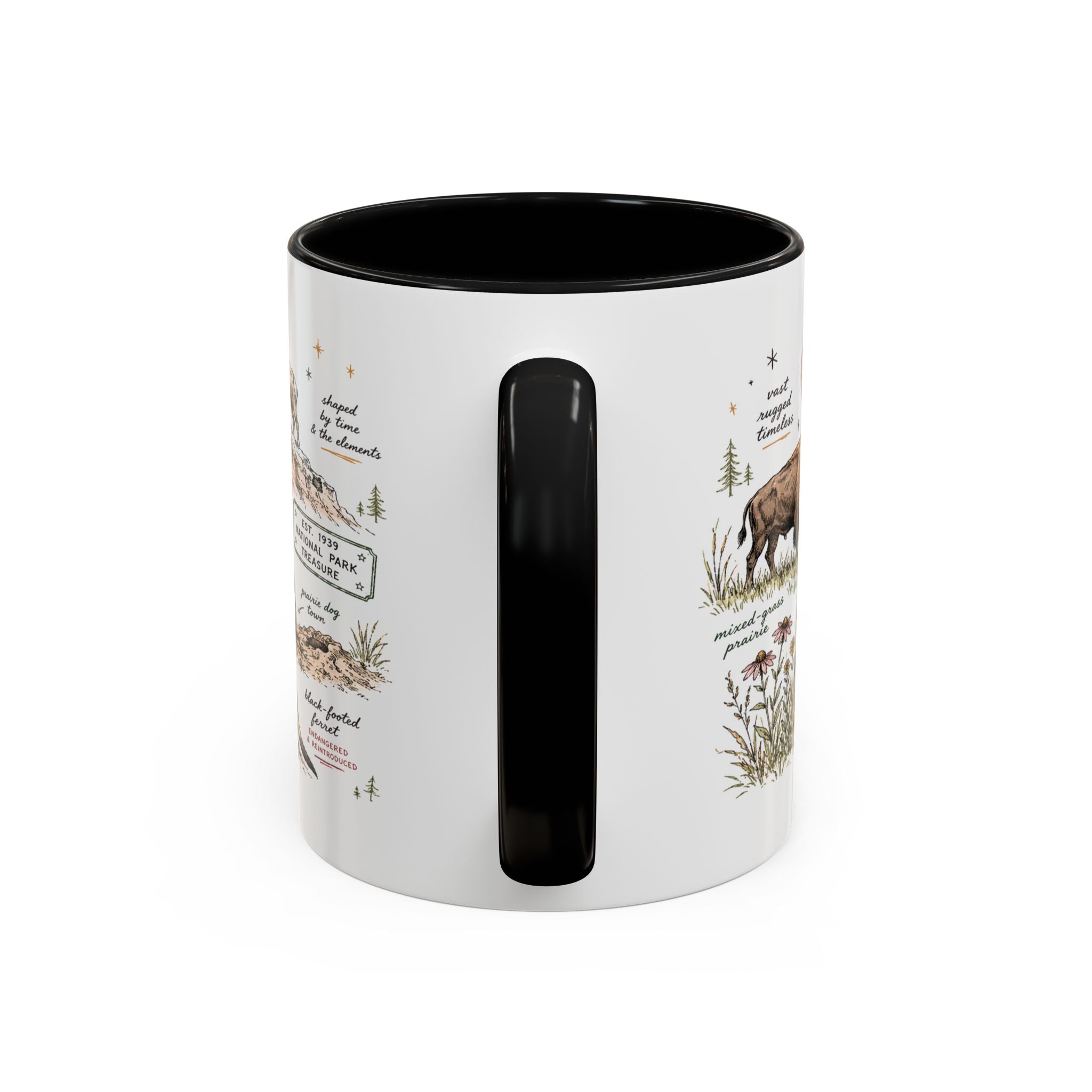 Badlands National Park Coffee Mug | South Dakota Prairie Fossil Hiking Gift | Accent Color Ceramic 11oz 15oz