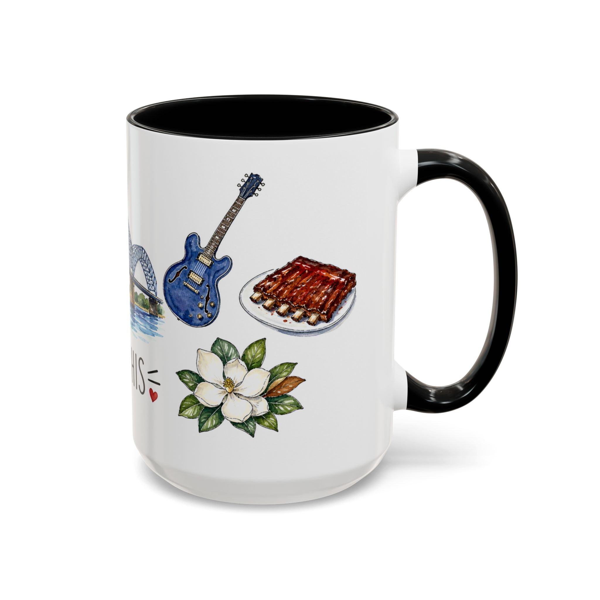 Memphis Illustrated Travel Mug | City Souvenir Accent Coffee Mug | 11oz 15oz Ceramic Cup
