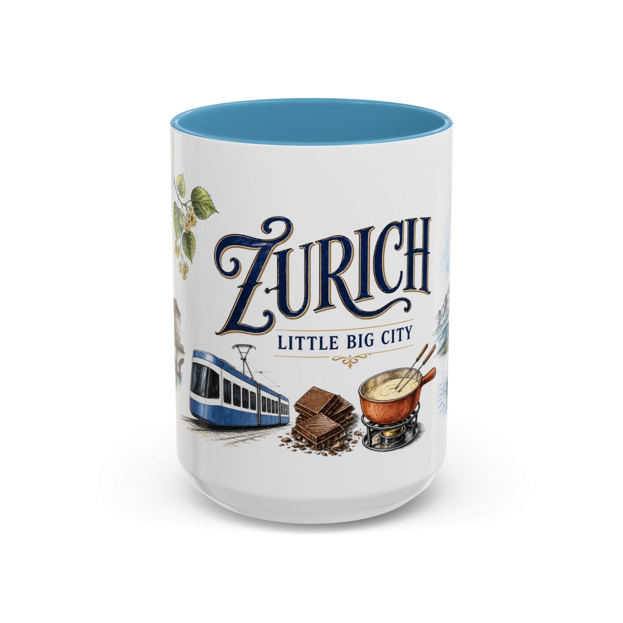 Zurich Coffee Mug | Switzerland Travel Souvenir | Vintage Illustrated City Gift | 11 oz 15 oz Accent Mug