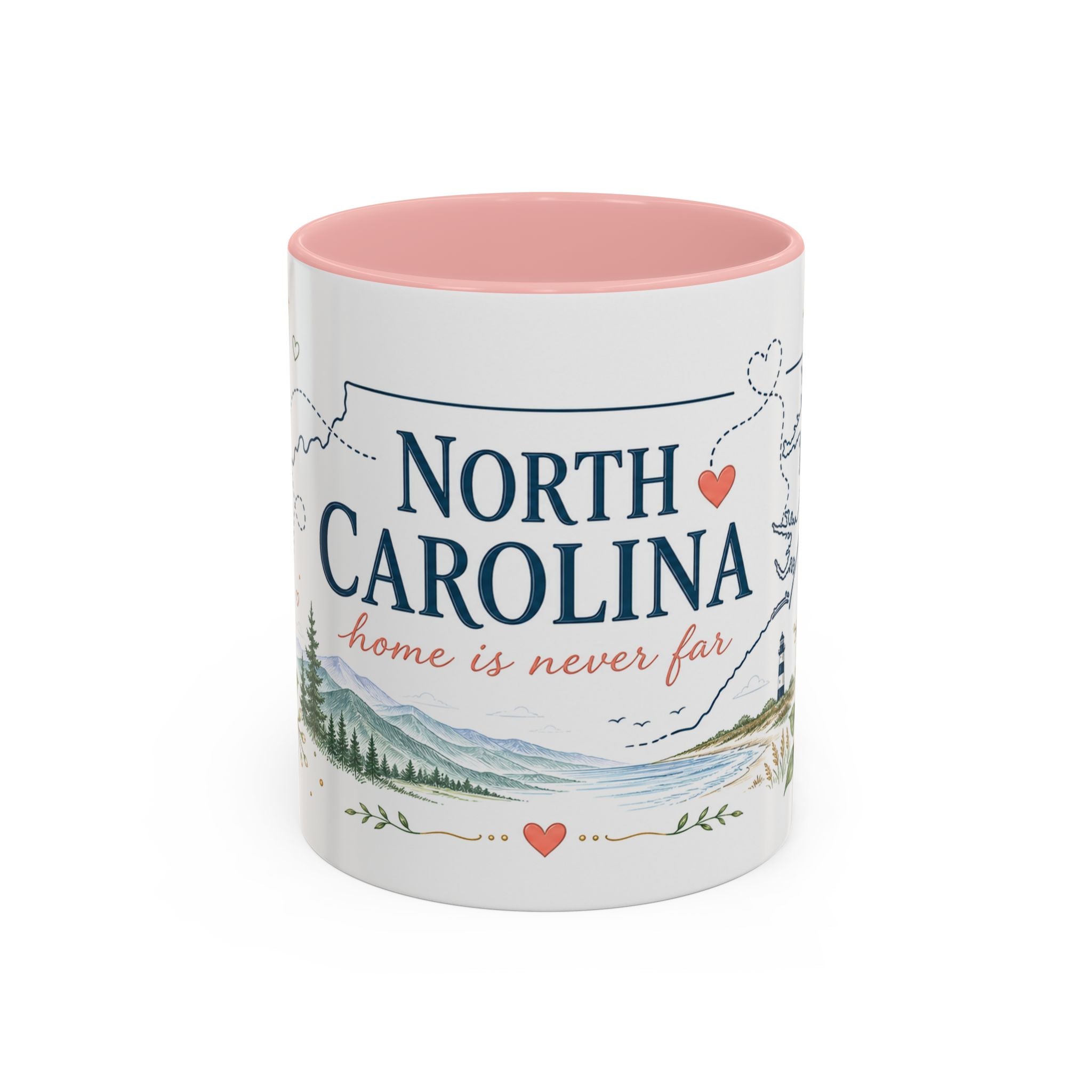 North Carolina State Map Mug | Moving Away, Homesick Gift | Botanical Accent Coffee Cup