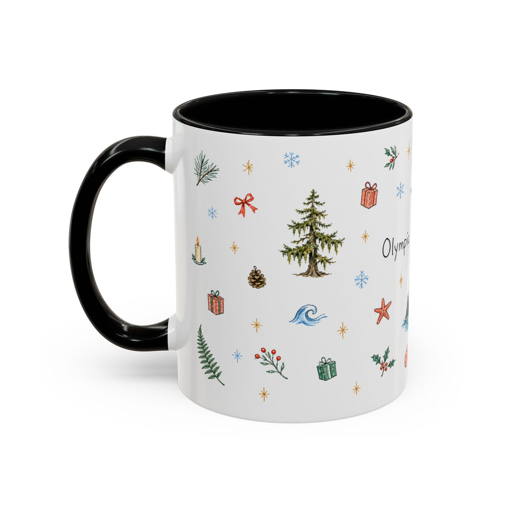 Olympic National Park Christmas Mug | Watercolor Travel Souvenir | Holiday Gift | Accent Ceramic Coffee Cup 11oz 15oz