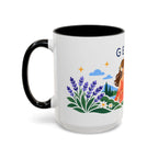 Gemini Zodiac Coffee Mug | Twins and Floral Design | Astrology Birthday Gift | 11 oz 15 oz Ceramic Accent Mug