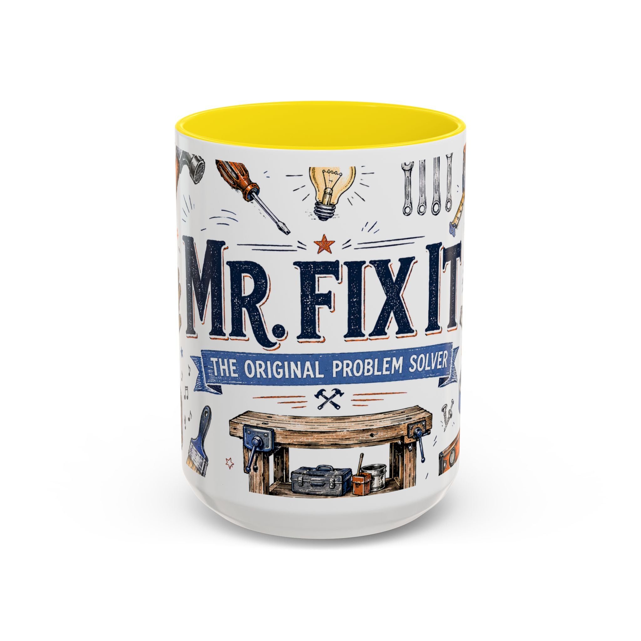 Mr Fix It Coffee Mug | Father's Day Gift for Dad | Accent Color Ceramic 11oz 15oz