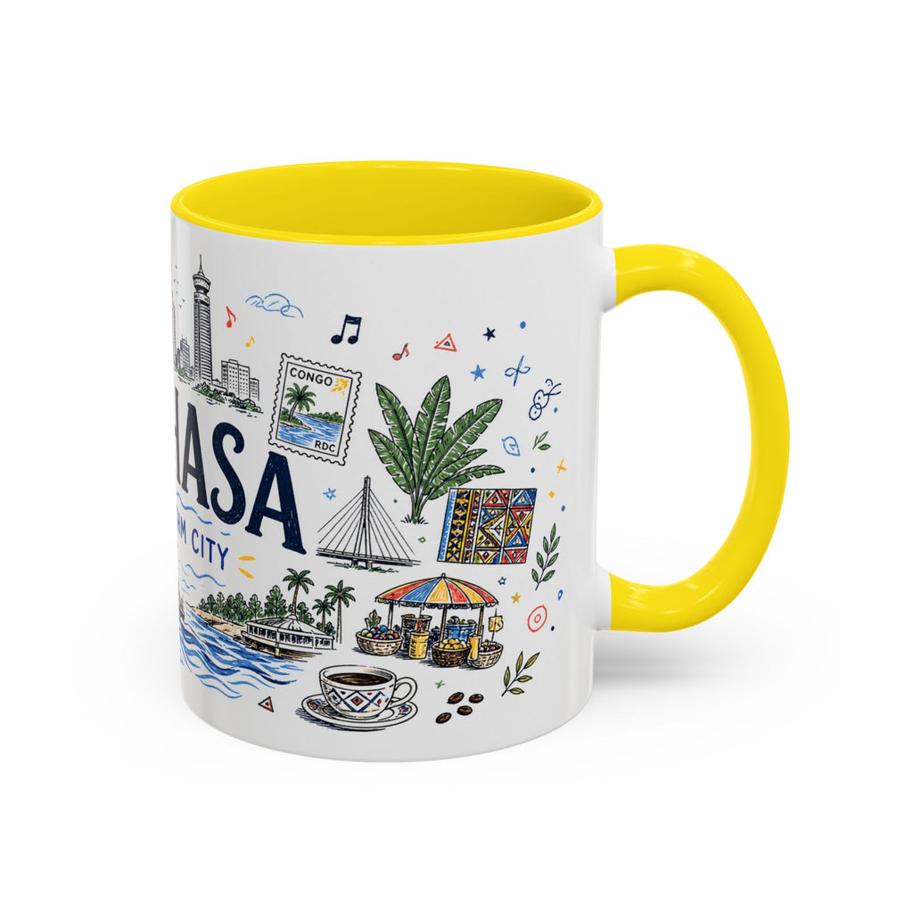 Kinshasa Coffee Mug | DR Congo Souvenir Travel Gift | Accent Color Ceramic 11oz 15oz