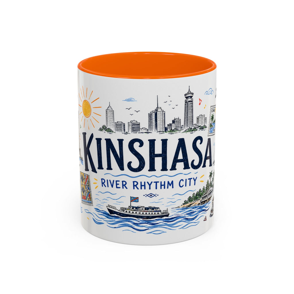 Kinshasa Coffee Mug | DR Congo Souvenir Travel Gift | Accent Color Ceramic 11oz 15oz