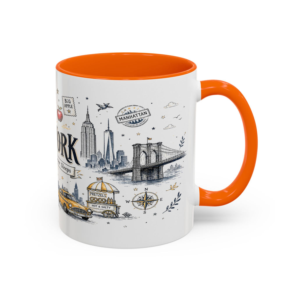 New York City Coffee Mug | New York Souvenir Travel Gift | Accent Color Ceramic 11oz 15oz