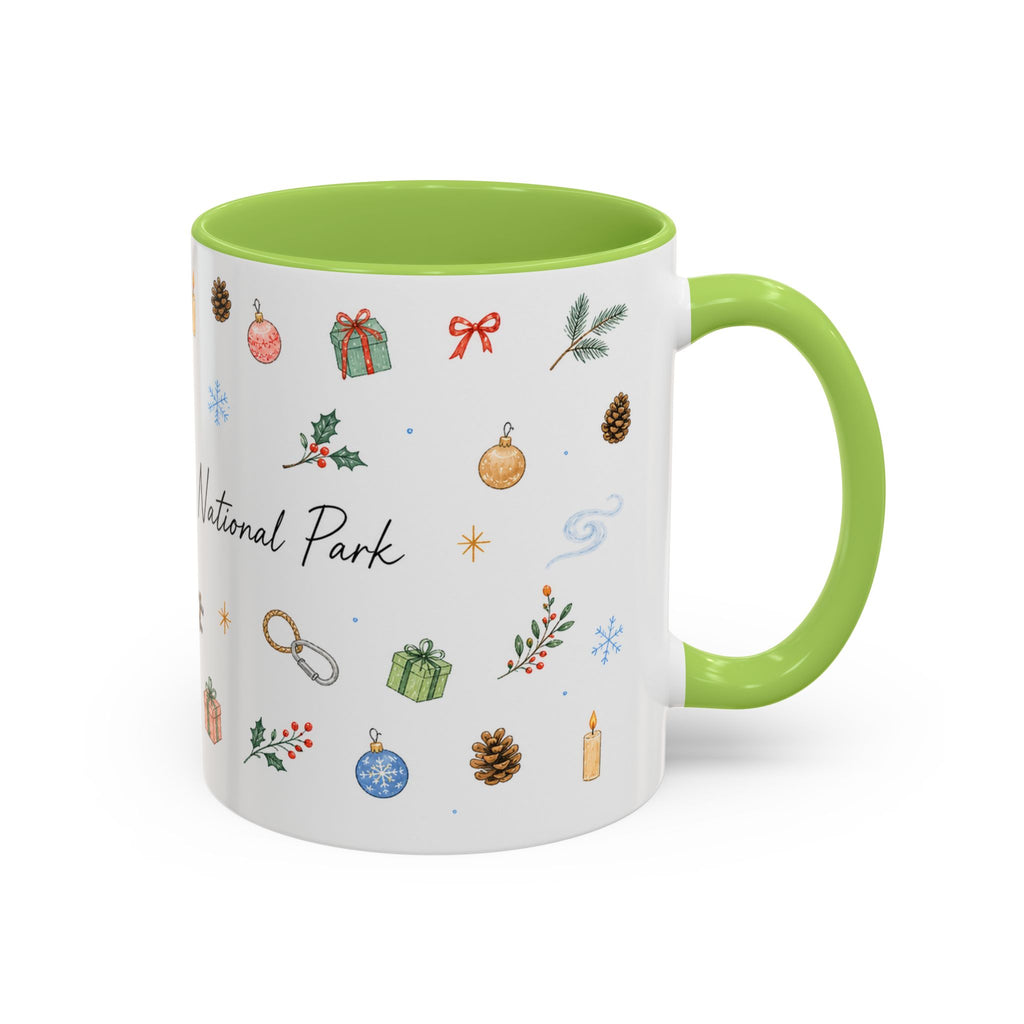 New River Gorge National Park Christmas Mug | Watercolor Travel Souvenir | Holiday Gift | Accent Ceramic Coffee Cup 11oz 15oz