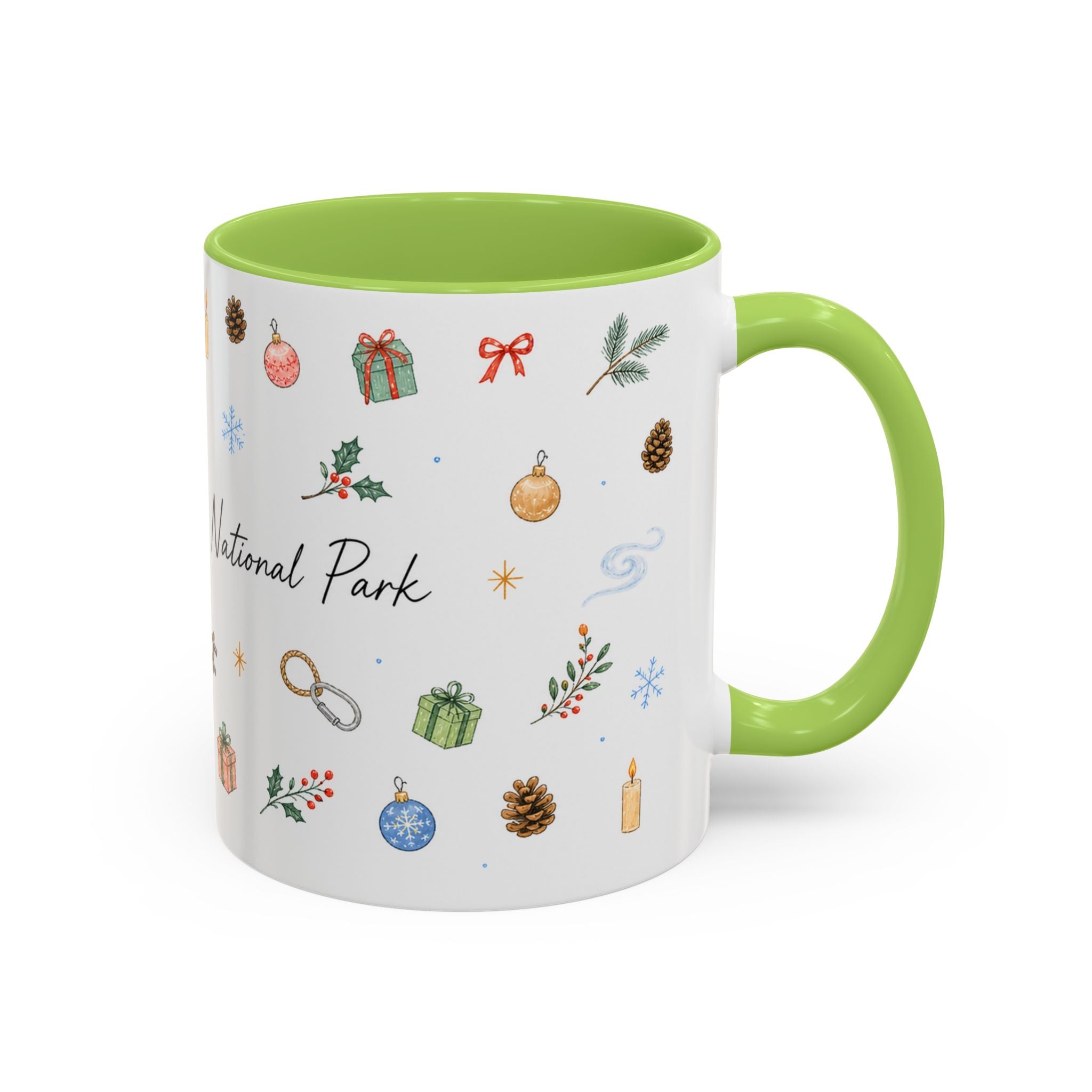 New River Gorge National Park Christmas Mug | Watercolor Travel Souvenir | Holiday Gift | Accent Ceramic Coffee Cup 11oz 15oz