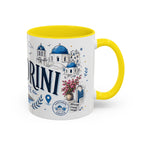 Santorini Coffee Mug | Travel Destination Souvenir Gift | Accent Color Ceramic 11oz 15oz