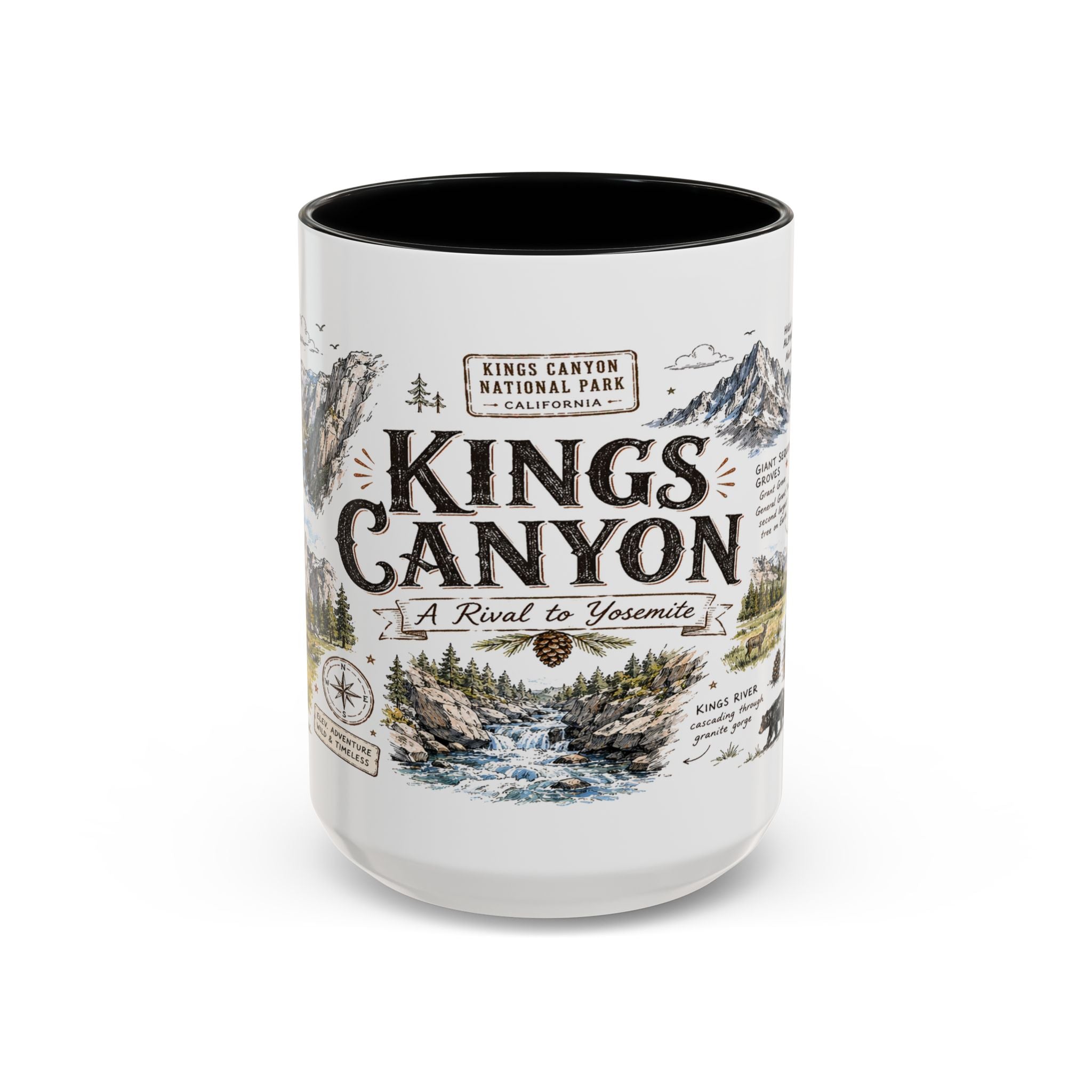 Kings Canyon National Park Coffee Mug | California Sierra Nevada Sequoia Gift | Accent Color Ceramic 11oz 15oz