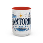 Santorini Coffee Mug | Travel Destination Souvenir Gift | Accent Color Ceramic 11oz 15oz