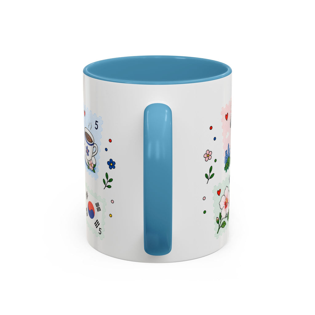 Seoul Coffee Mug | Postage Stamp Collage Mug | Travel Souvenir Accent Cup 11oz 15oz