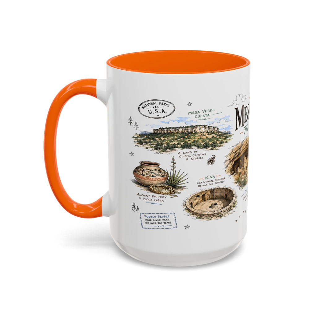 Mesa Verde National Park Coffee Mug | Colorado Ancient Cliff Dwellings Gift | Accent Color Ceramic 11oz 15oz