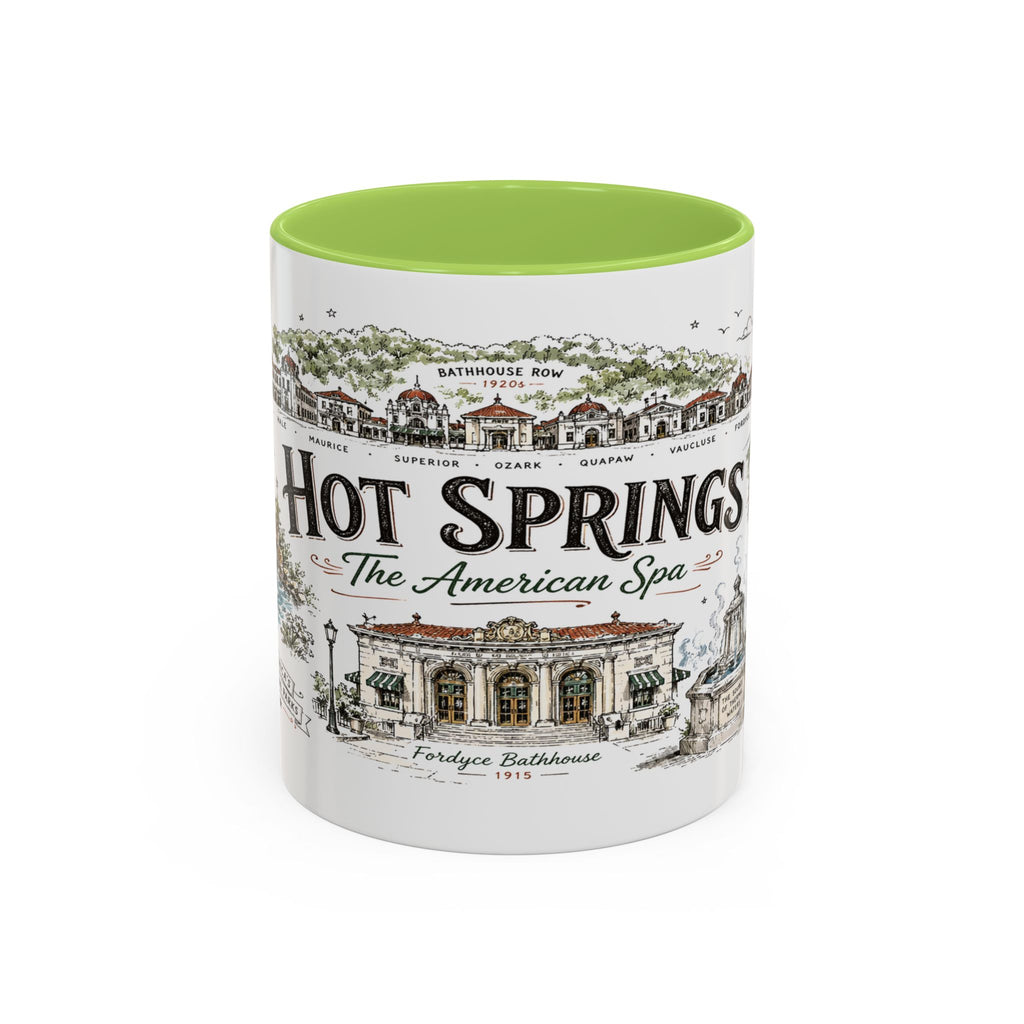 Hot Springs National Park Coffee Mug | Arkansas Thermal Spring Spa Gift | Accent Color Ceramic 11oz 15oz