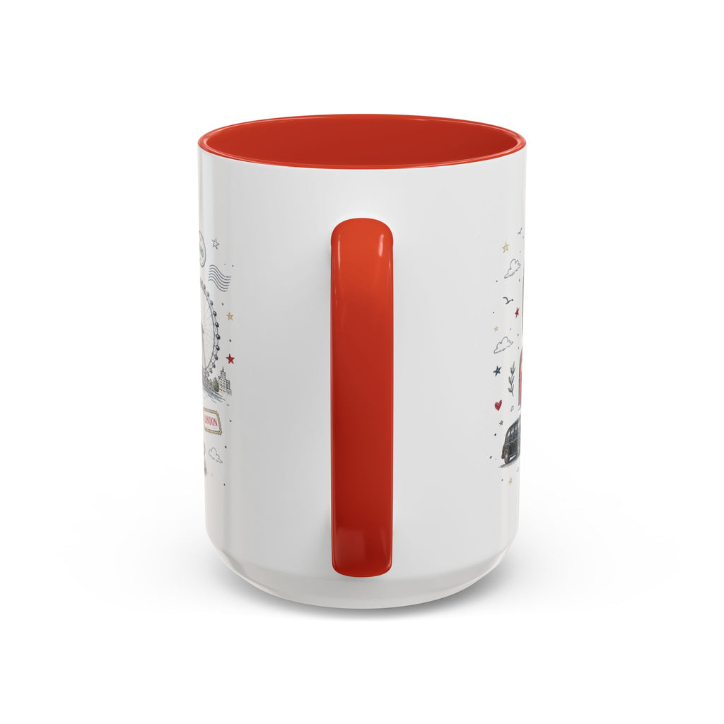 London Coffee Mug | England Souvenir Travel Gift | Accent Color Ceramic 11oz 15oz