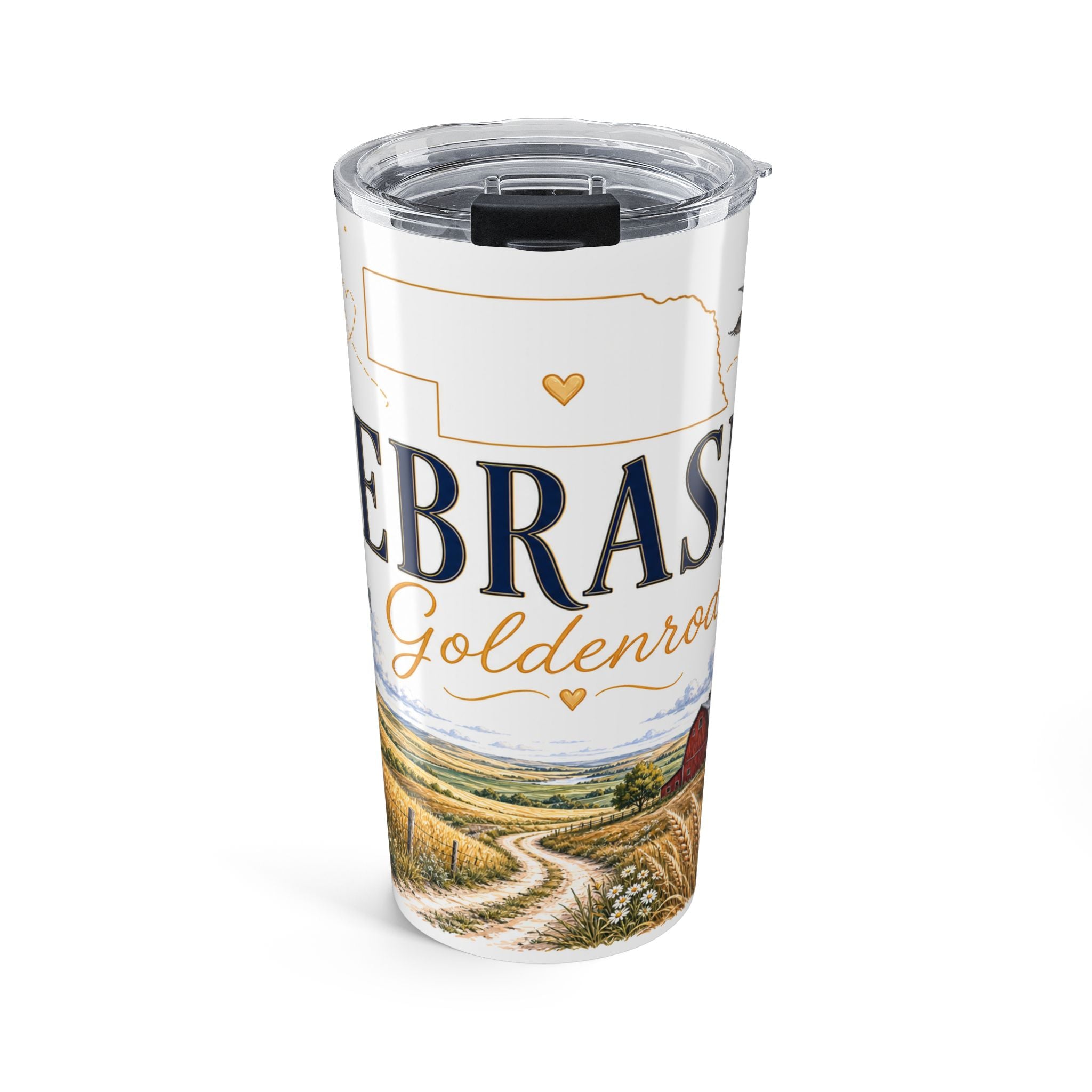 Nebraska State Flower 20oz Tumbler | Goldenrod Botanical State Flower Gift | Insulated Stainless Steel Travel Cup