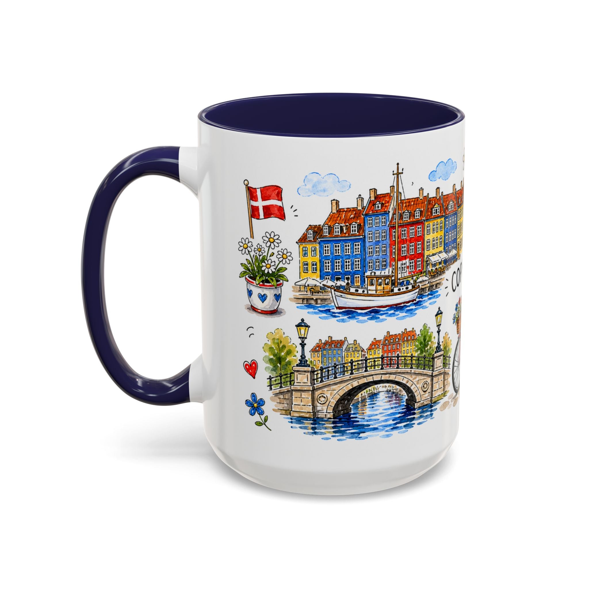 Copenhagen Travel Mug | European City Souvenir Accent Coffee Mug | 11oz 15oz Ceramic Cup