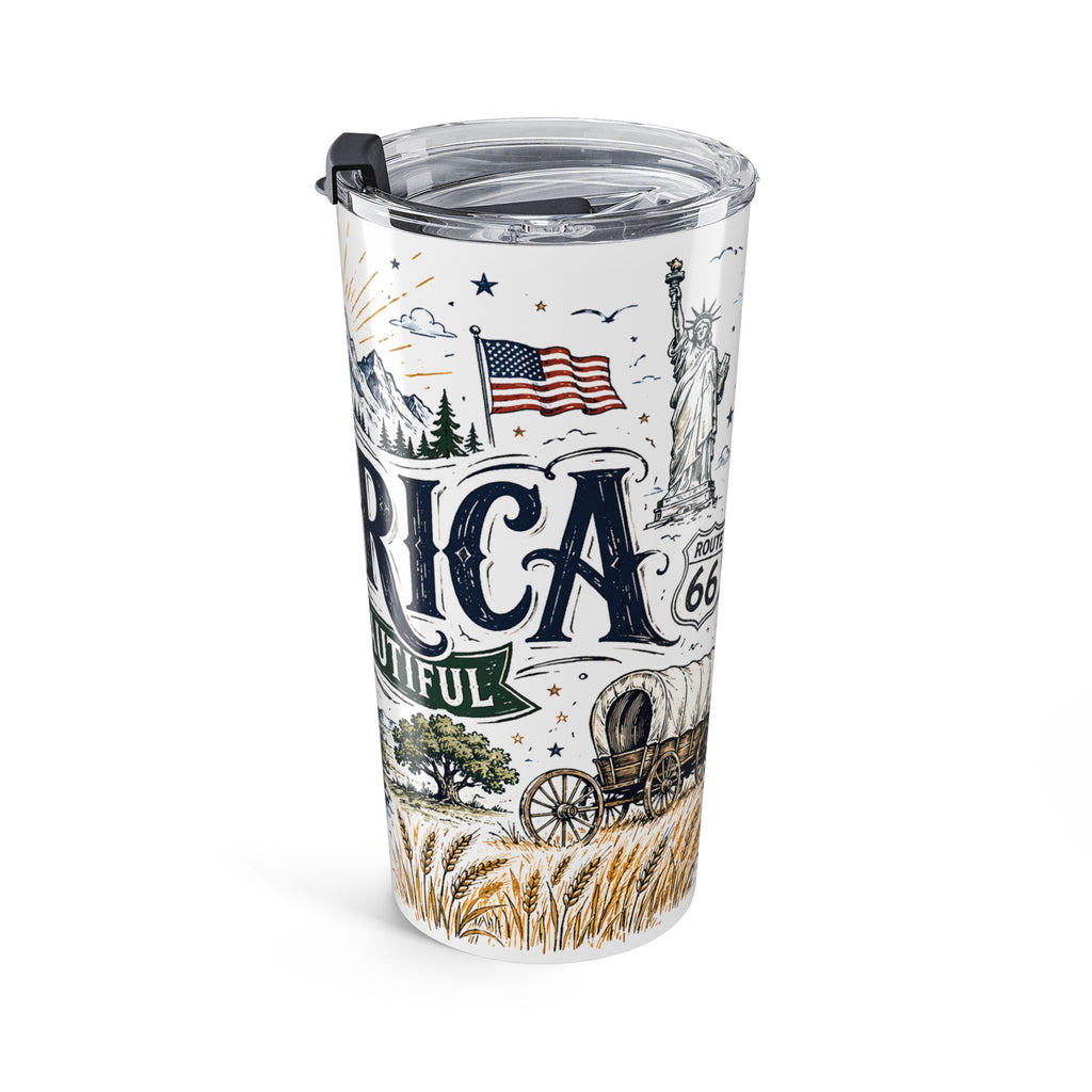 America the Beautiful 20oz Tumbler | Patriotic USA Gift | Insulated Stainless Steel Travel Cup