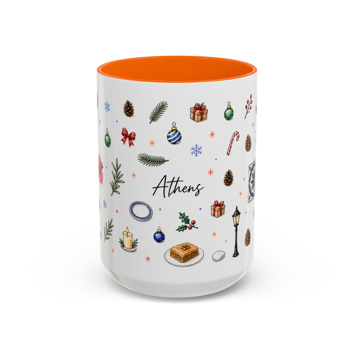 Athens Christmas Mug | Watercolor City Souvenir, Travel Gift (11oz/15oz)