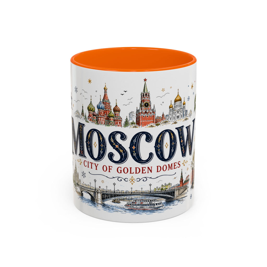 Moscow Coffee Mug | Russia Souvenir Travel Gift | Accent Color Ceramic 11oz 15oz