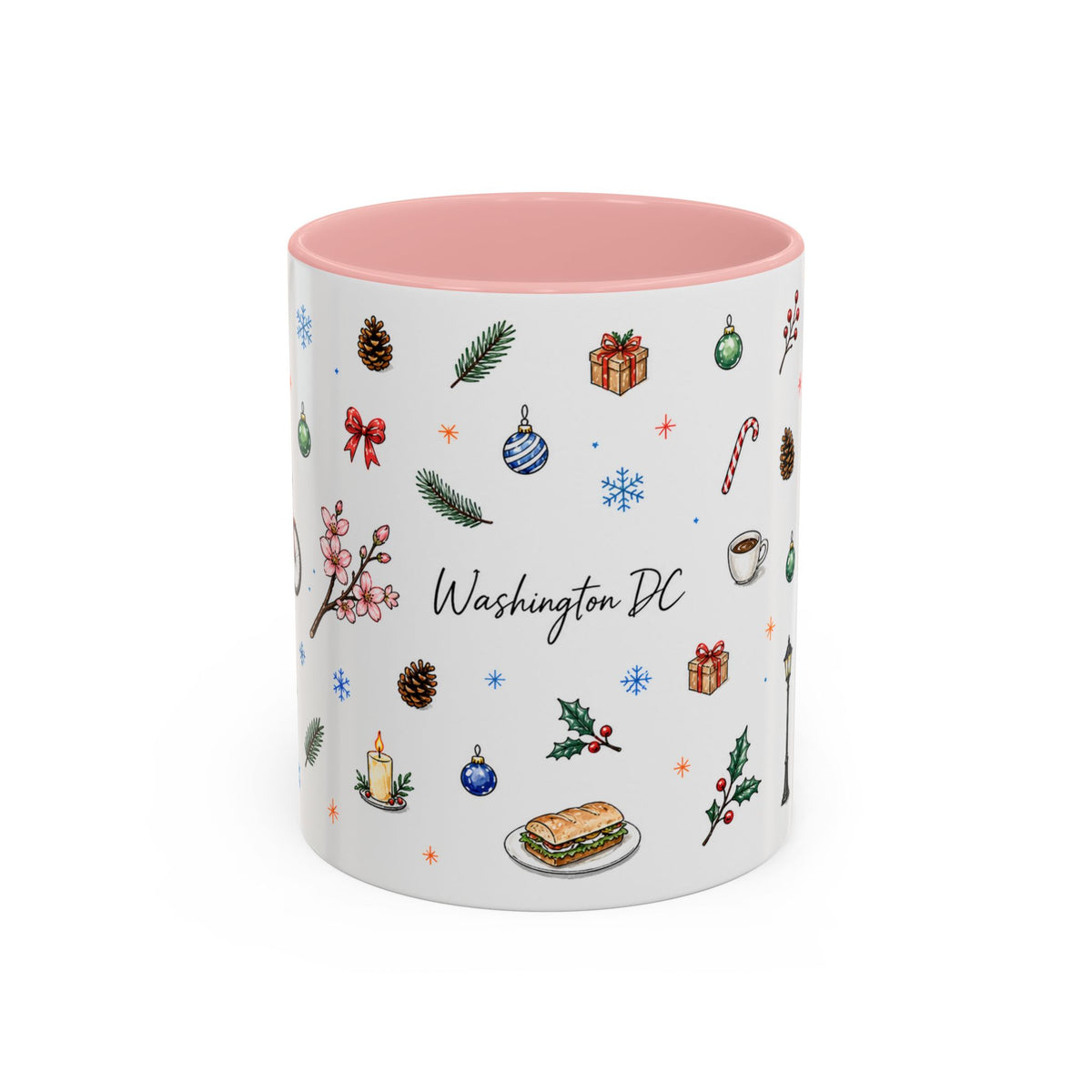 Washington DC Christmas Mug | Watercolor City Souvenir | Ceramic Coffee Cup 11oz 15oz