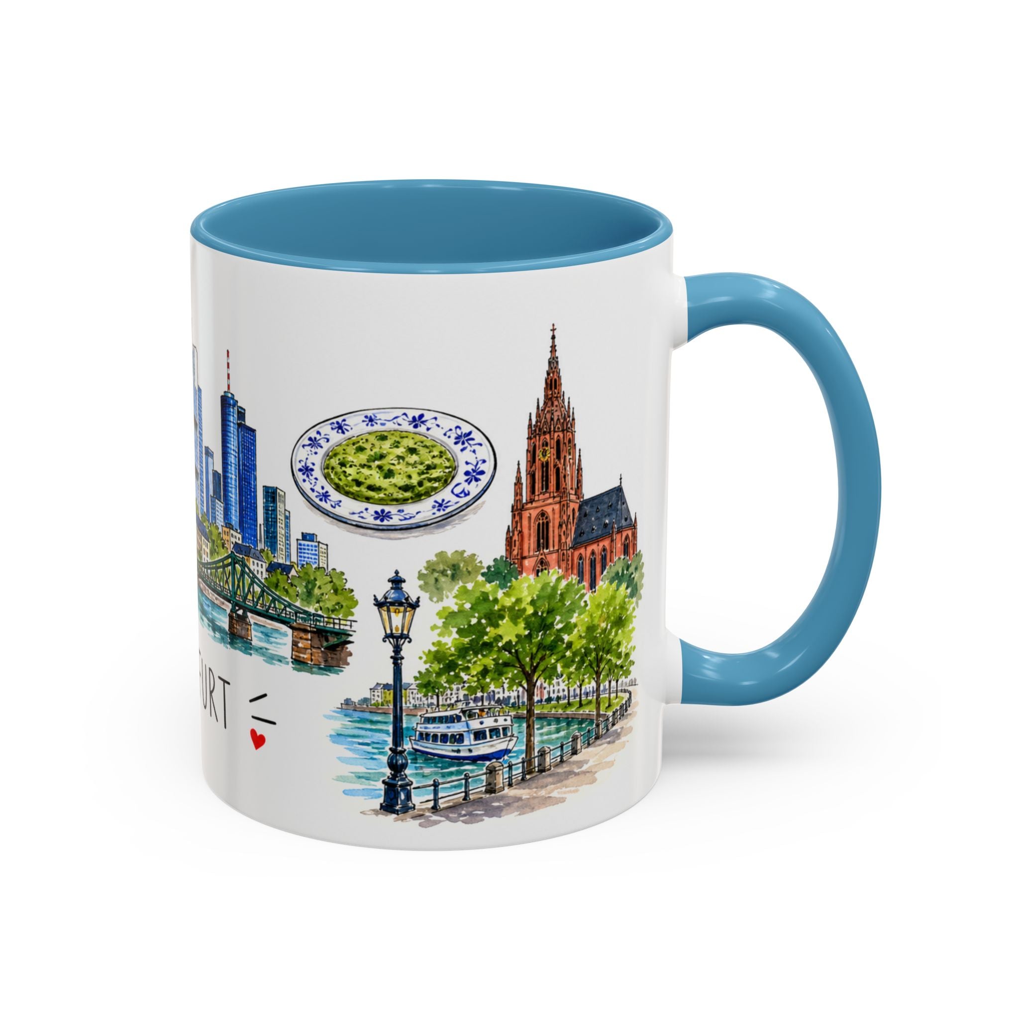 Frankfurt Illustrated Travel Mug | City Souvenir Accent Coffee Mug | 11oz 15oz Ceramic Cup