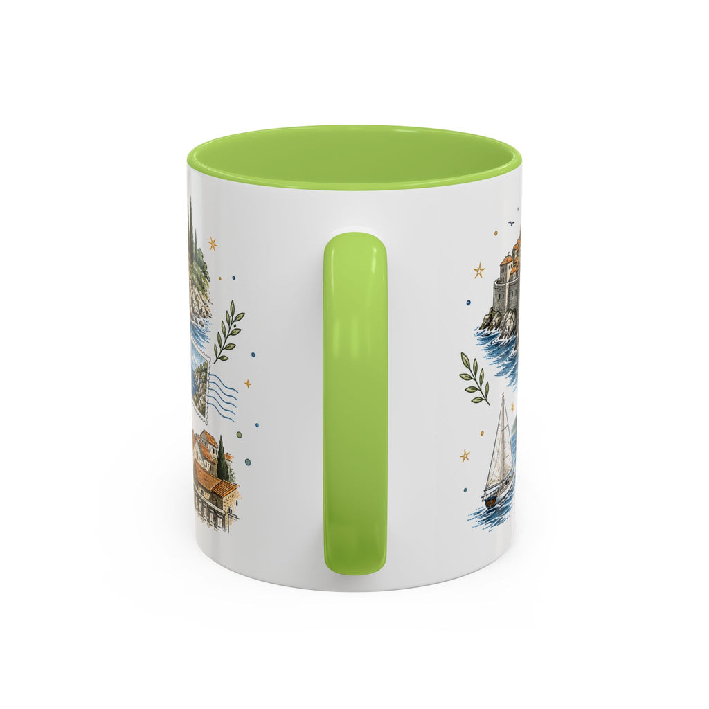 Dubrovnik Coast Coffee Mug | Travel Destination Souvenir Gift | Accent Color Ceramic 11oz 15oz