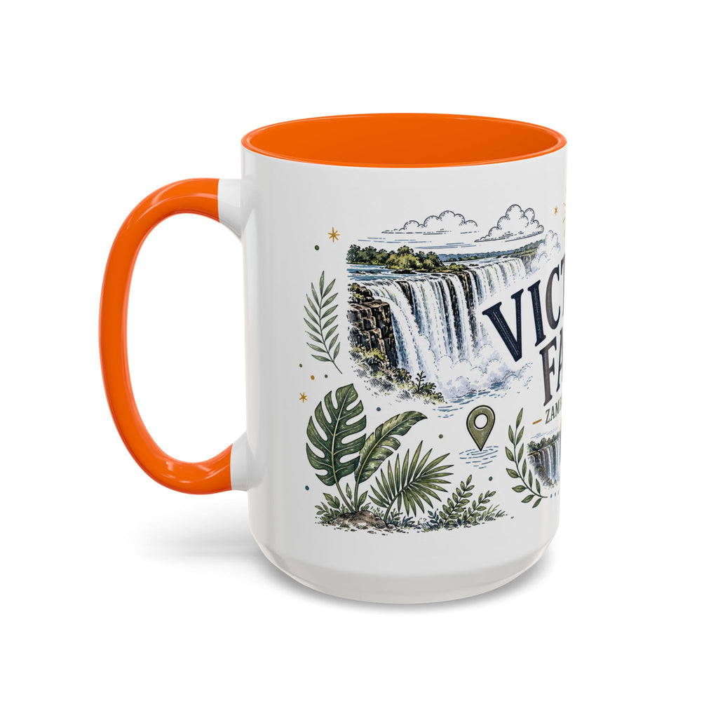 Victoria Falls Coffee Mug | Travel Destination Souvenir Gift | Accent Color Ceramic 11oz 15oz