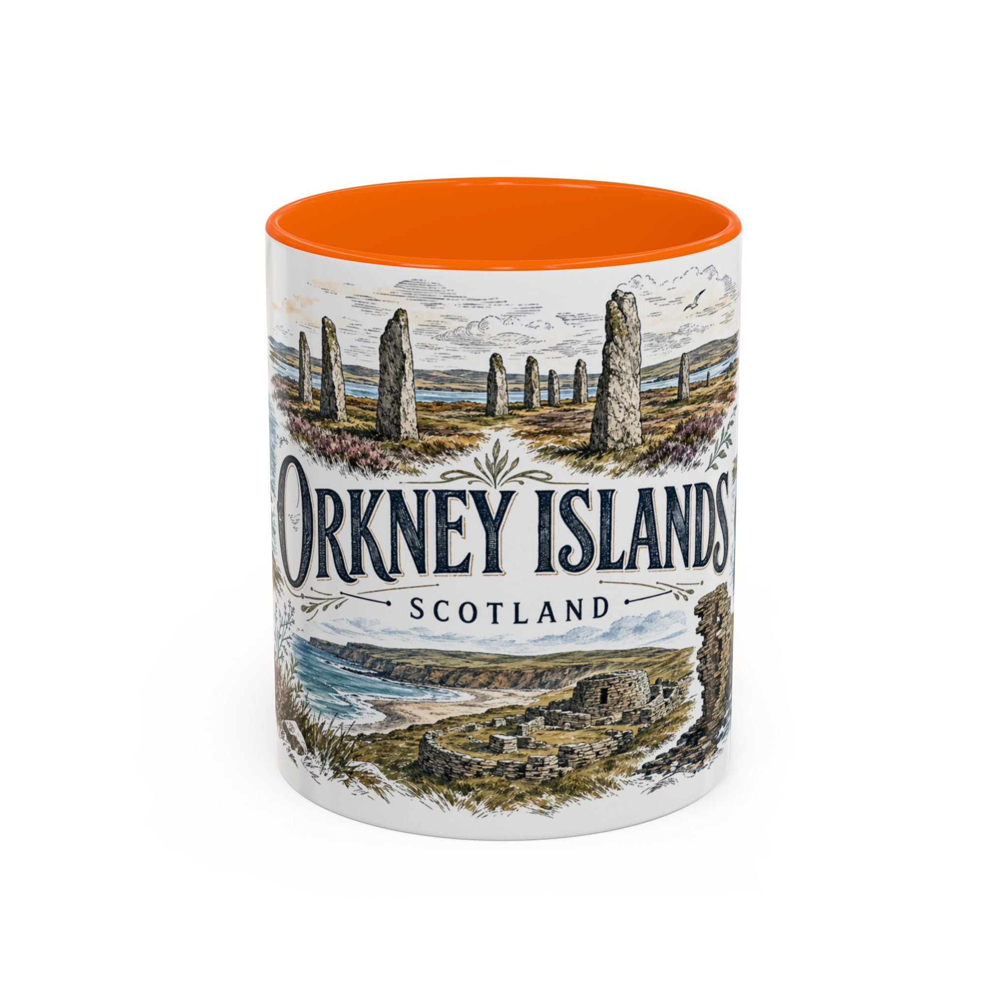 Orkney Islands Mug, Scotland Travel Souvenir, Bucket List Gift, Accent Ceramic Coffee Mug 11oz 15oz
