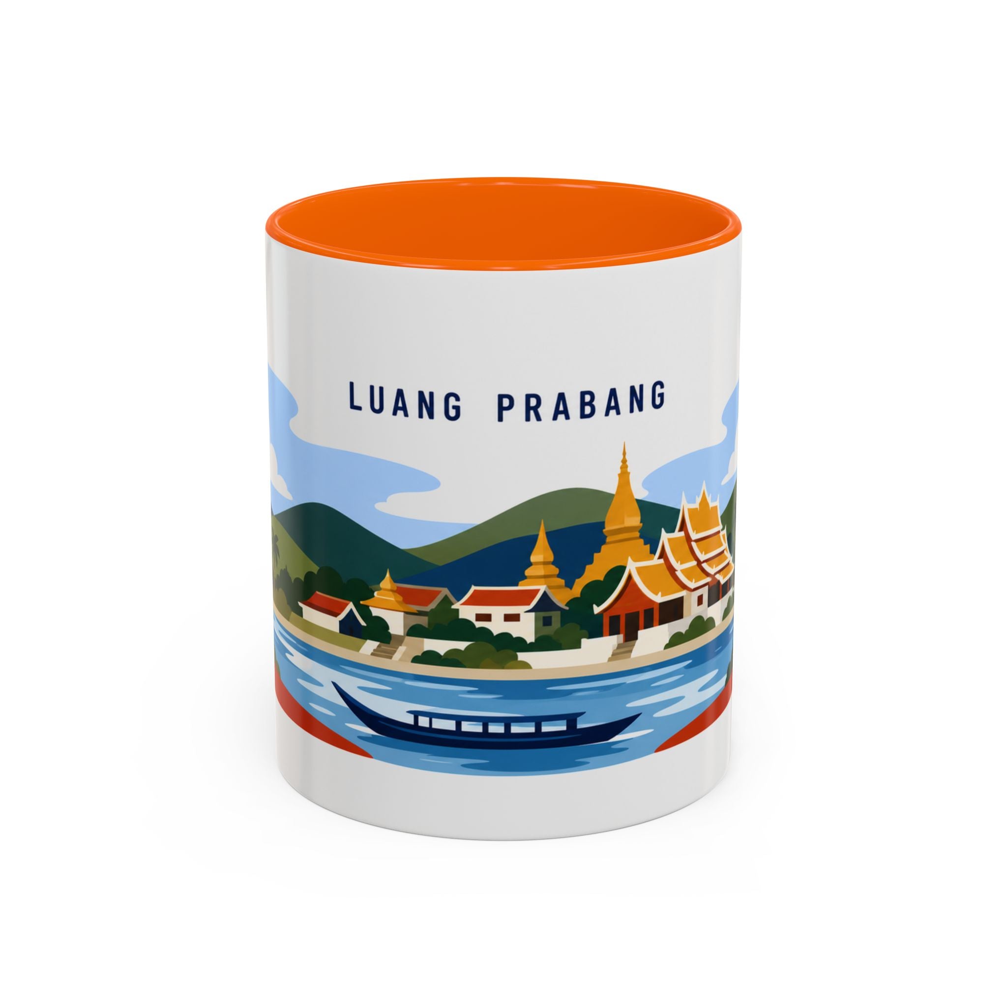 Luang Prabang Coffee Mug | Travel Destination Souvenir Gift | Accent Color Ceramic 11oz 15oz