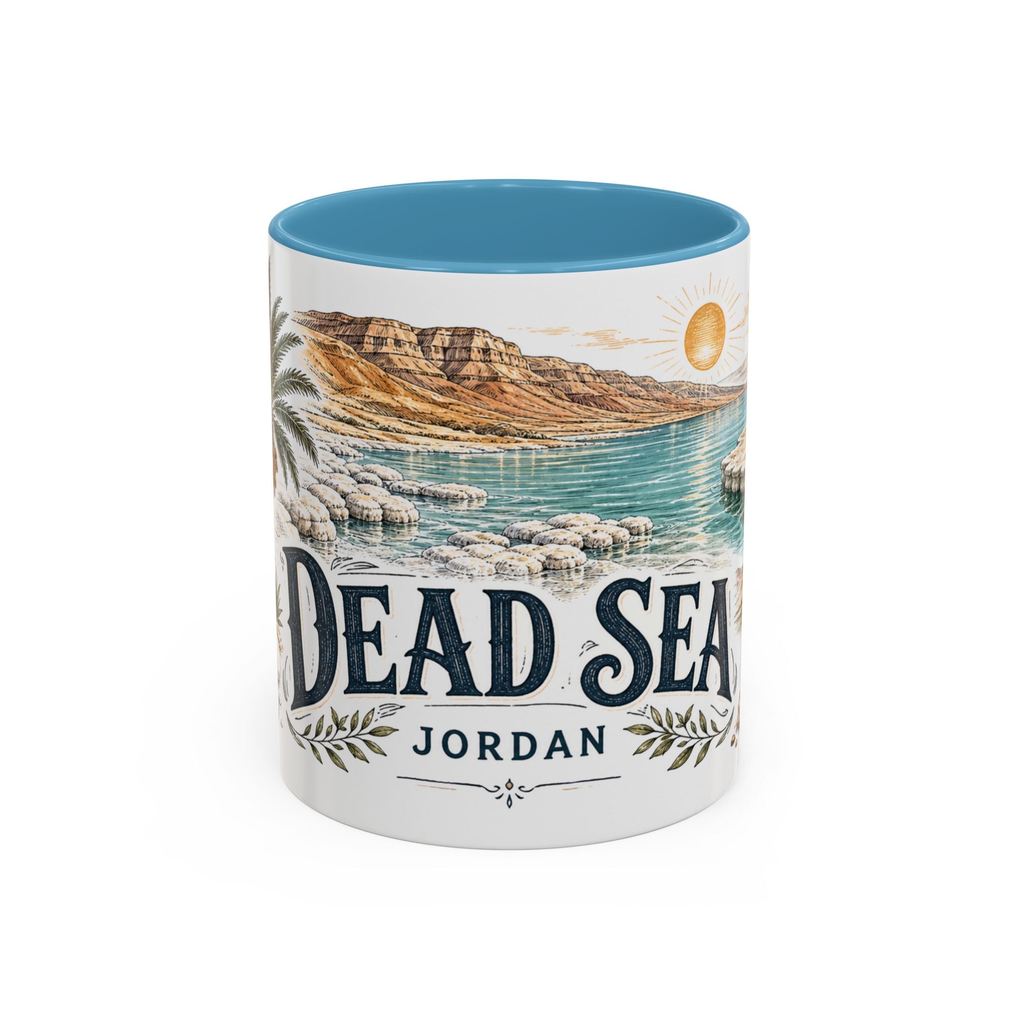 Dead Sea Mug, Jordan Travel Souvenir, Bucket List Gift, Accent Ceramic Coffee Mug 11oz 15oz