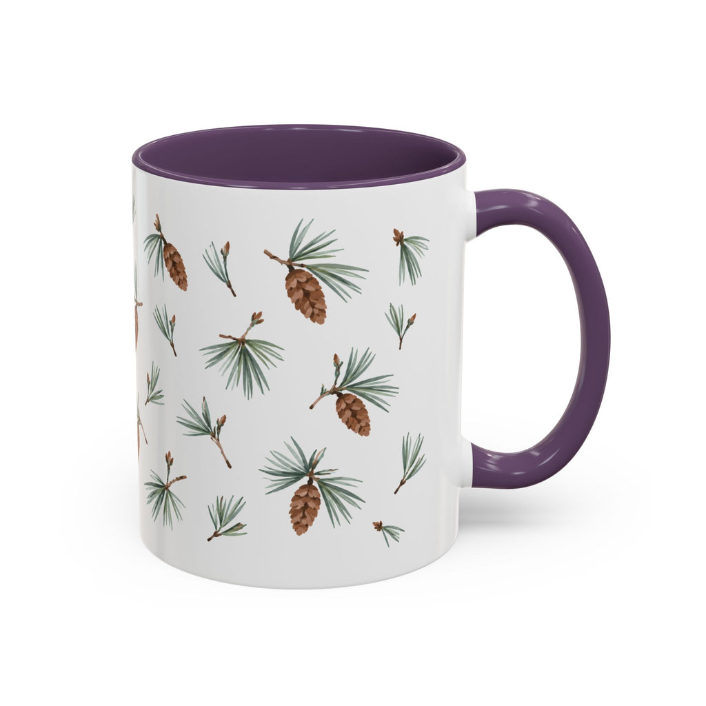 Maine White Pine Cone and Tassel Mug, State Flower Floral Coffee Cup, 11oz Botanical Gift