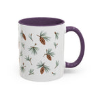 Maine White Pine Cone and Tassel Mug, State Flower Floral Coffee Cup, 11oz Botanical Gift