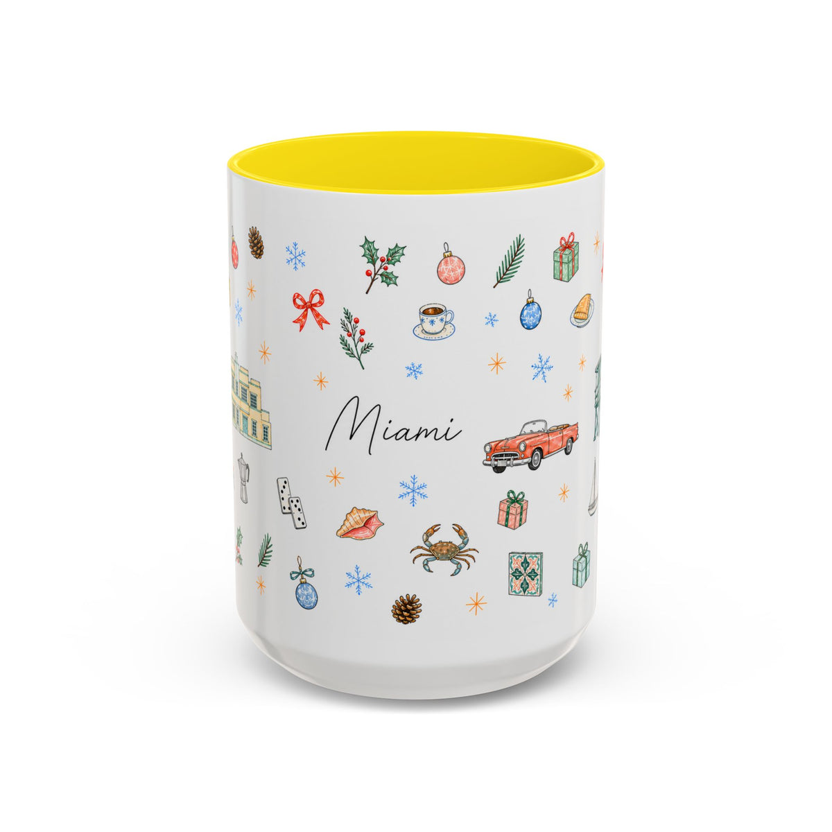Miami Christmas Mug | Watercolor Art Deco City Souvenir (11oz/15oz)