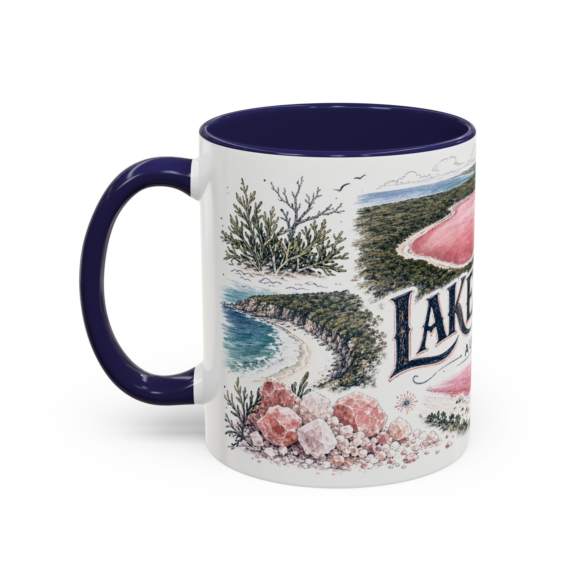 Lake Hillier Mug, Australia Travel Souvenir, Bucket List Gift, Accent Ceramic Coffee Mug 11oz 15oz
