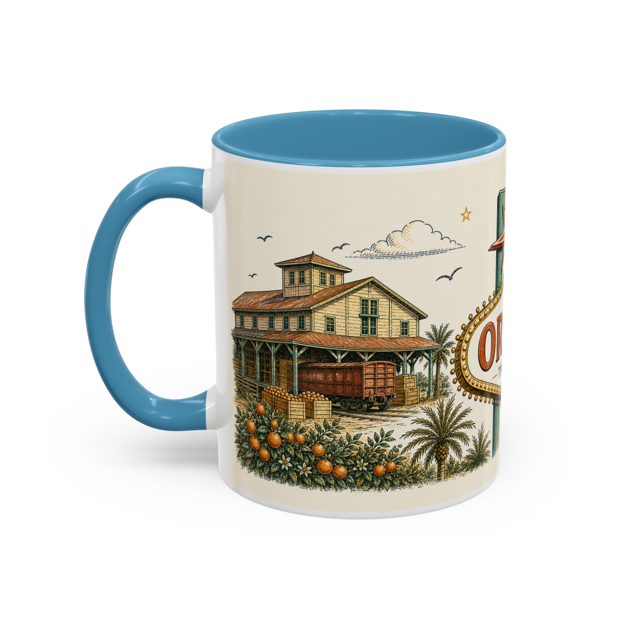 Orlando Coffee Mug | United States Travel Souvenir | Vintage Illustrated City Gift | 11 oz 15 oz Accent Mug