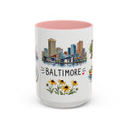 Baltimore Illustrated Travel Mug | City Souvenir Accent Coffee Mug | 11oz 15oz Ceramic Cup